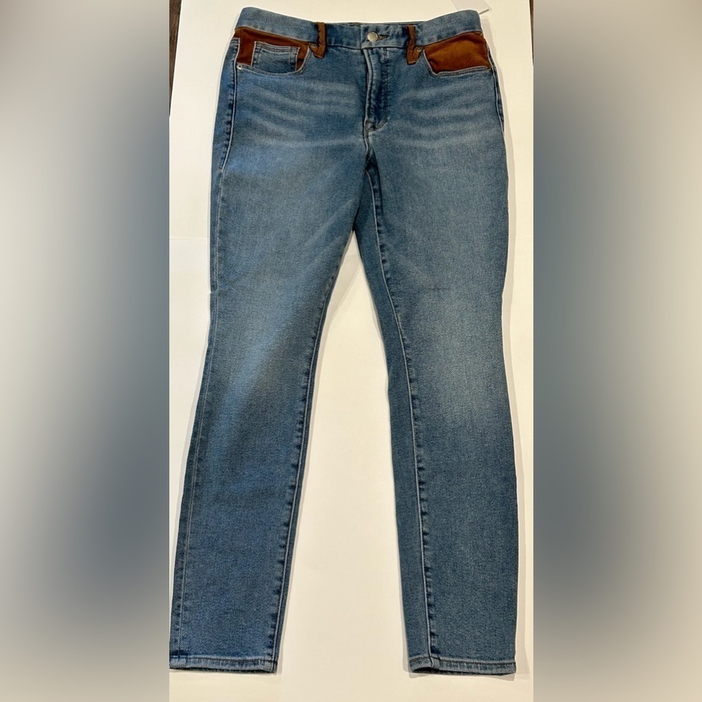 Good American Good Legs Skinny Jeans Suede Accent 8/29